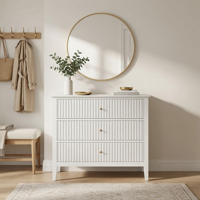 3 Drawer Nightstand, Wide With Soft Close Slides - White