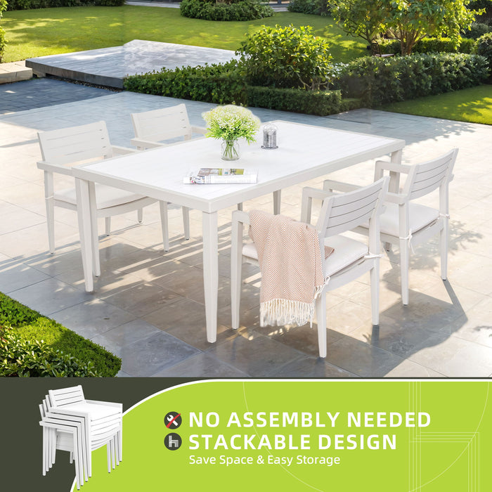 Outdoor Patio Stationary Dining Chairs With Outdoo Grade Sunbrella Fabric Cushions, Tapered Feet (Set of 4) - Grayish