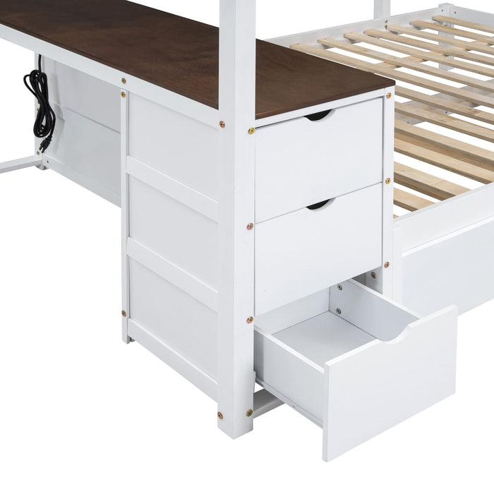 Bunk Bed With Twin Size Trundle, Storage And Desk