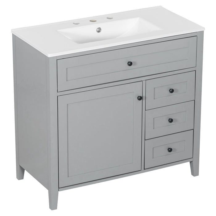 Bathroom Vanity With Sink, Cabinet With 3 Drawers And Adjustable Shelf
