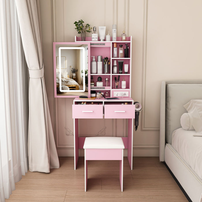 Small Makeup Vanity Desk With Adjustable LED Lights