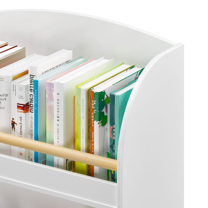 Bookshelf 3 Tier Book Organizer With Toy Storage - White
