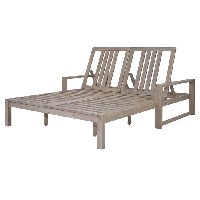 Outdoor Double Lounge Chair With 5 Position Adjustable Backrest