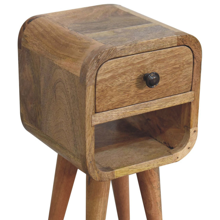 Mini California Curved Nightstand Wth Lower Slot