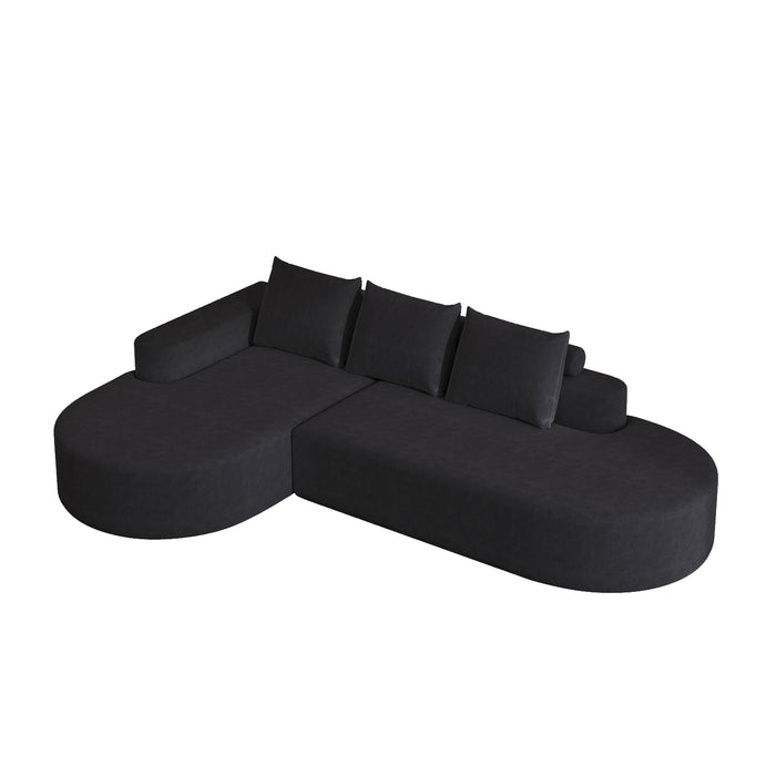 Modern Curved Sofa, L-Shaped Modular Sectional Set With 3 Pillows