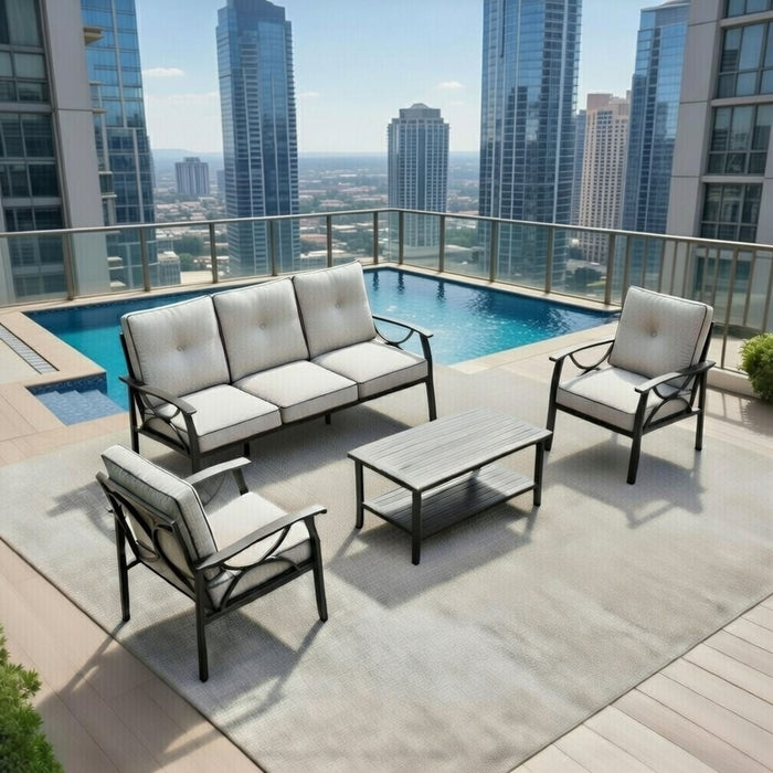 Patio Furniture Set With Coffee Table And Cushions For Backyard