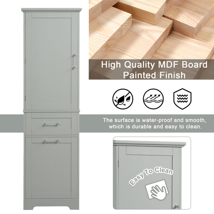 Tall Freestanding Bathroom Storage Cabinet With Adjustable Shelf And 2 Drawers