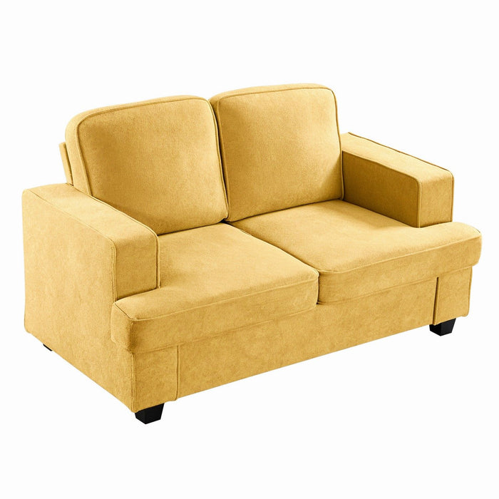 Modern Loveseat, Comfortable 2 Seater Couch With Deep Seating, Loose Back Cushions, Wide Arms