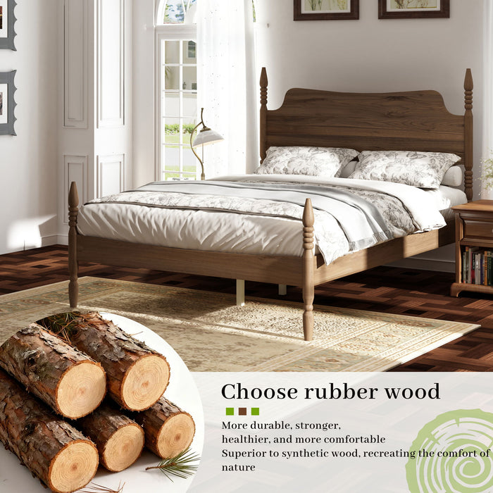 Retro 4 Poster Platform Bed Frame With Curved Tall Headboard