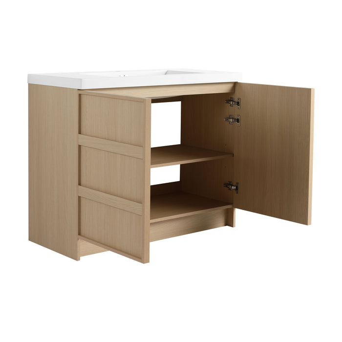 Freestanding Bathroom Vanity With Sink & 2 Soft Close Cabinet Doors
