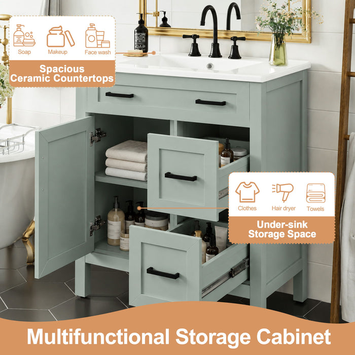 Bathroom Vanity With Sink, 2 Soft Close Drawers, 1 Soft Close Door, Adjustable Shelf