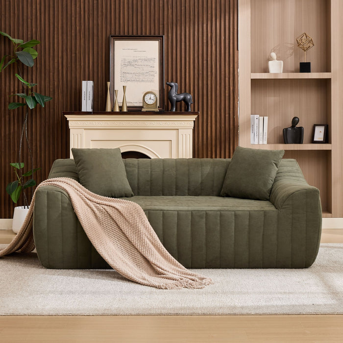 Oversized 2 Seater Loveseat With 2 Decor Throw Pillows, Deep Seat Sofa For Living Rooms