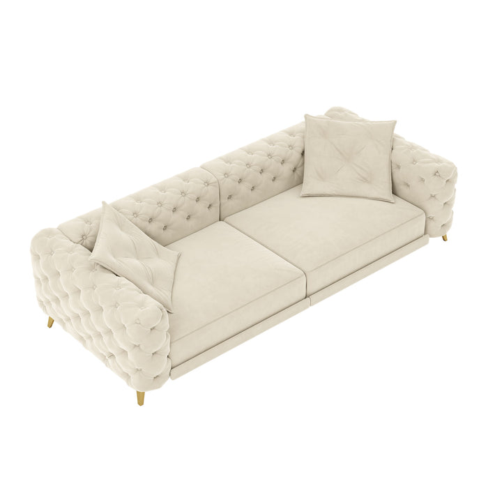 3 In 1 Convertible Sleeper, Deep Seat Pull Out Sofa Bed, Button Tufted