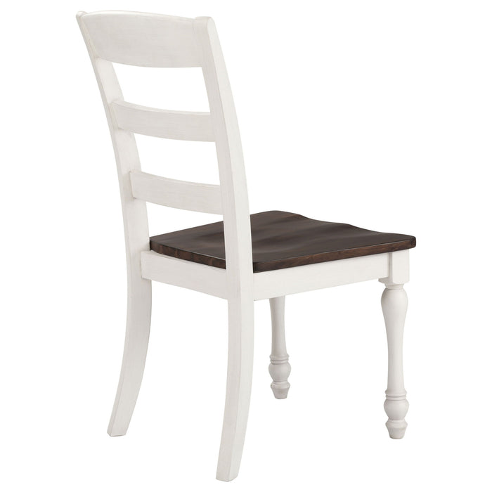 Ladder Back Side Chair With Saddle Seat (Set of 2) - White