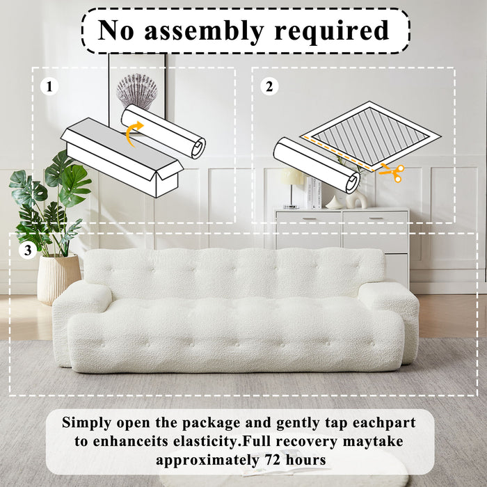 Cloud Series Minimalist Button Tufted Square Arm 3 Seater Sofa