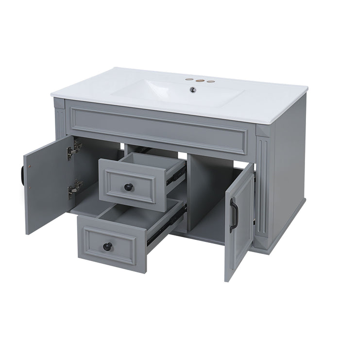 French Simple Style Wall Mounted Bathroom Cabinet With Sink