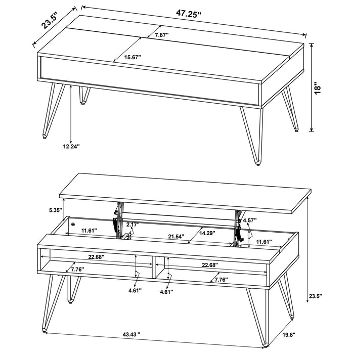 Amara - Lift Top Coffee Table With Hidden Storage - Oak