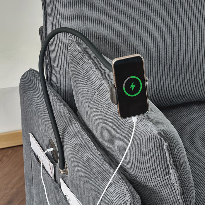 Comfy Corduroy Oversized Chaise Lounge Chair With Ottoman And Storage