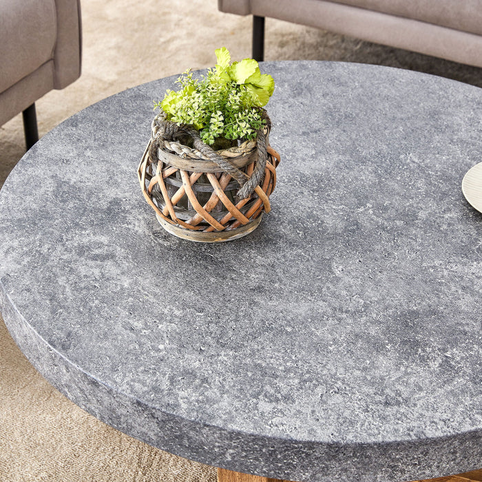Modern Retro Texture Round Coffee Table With Crossed Legs - Gray