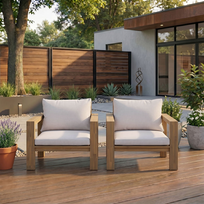 Stylish Outdoor Chair Set With Cushions For Garden (Set of 2)