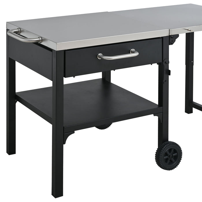 Foldable Outdoor Kitchen Cart With Storage For Patio