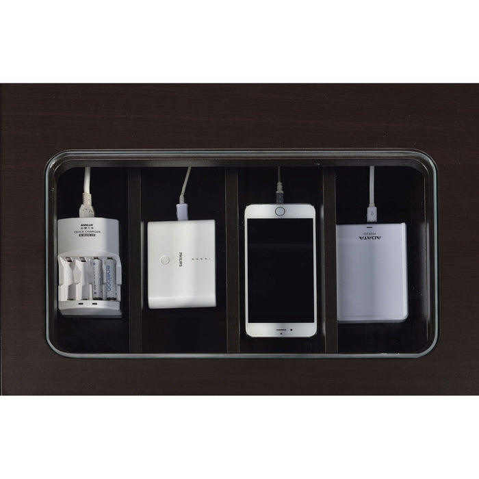 Maxim - 2 Drawer Computer Desk With Lift Top Storage And Power Outlet - Cappuccino