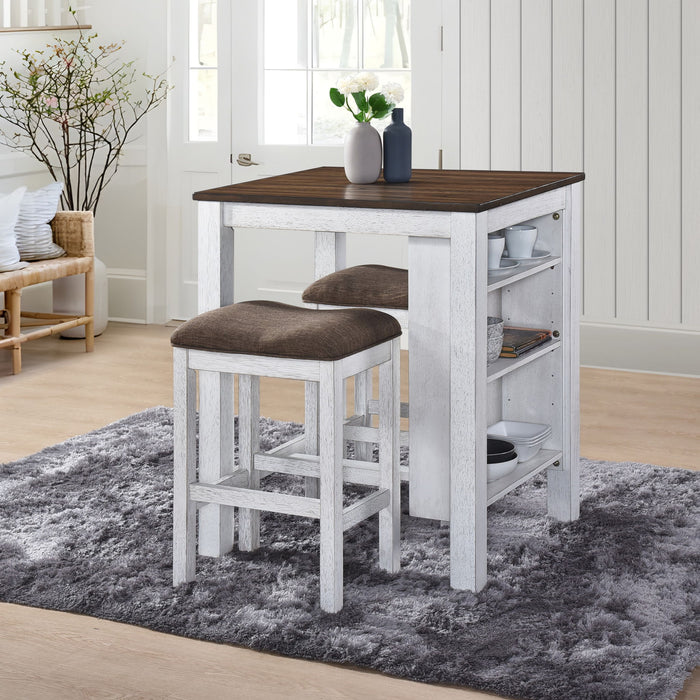 3 Pieces Counter Set Storage Space For Small Space Modern Farmhouse Design Retro Design Easy To Assembly - Antique Dark Oak / Antique White