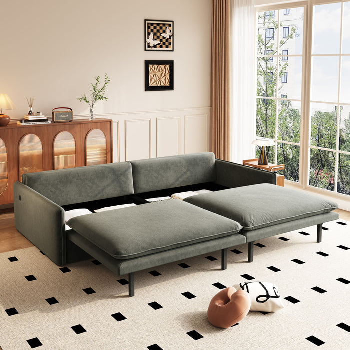4 Seat Convertible Sleeper Sofa Bed, Modern With Storage