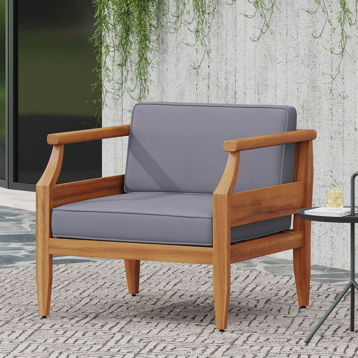 Outdoor Club Chair With Recessed Arms And Cushions
