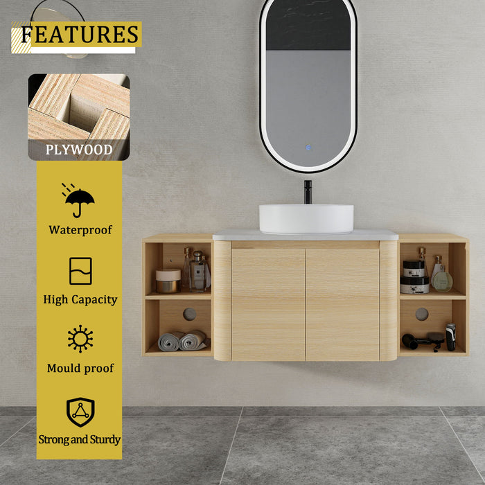 Mounted Bathroom Vanity With Art Sink, 2 Storage Shelves, Soft Close Door