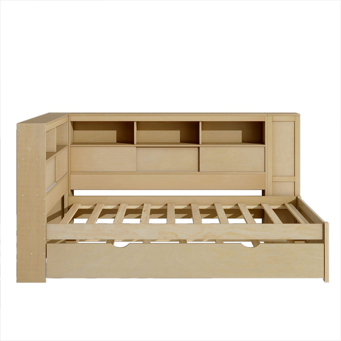 Daybed With Storage Shelves, USB Charging, And Trundle Bed