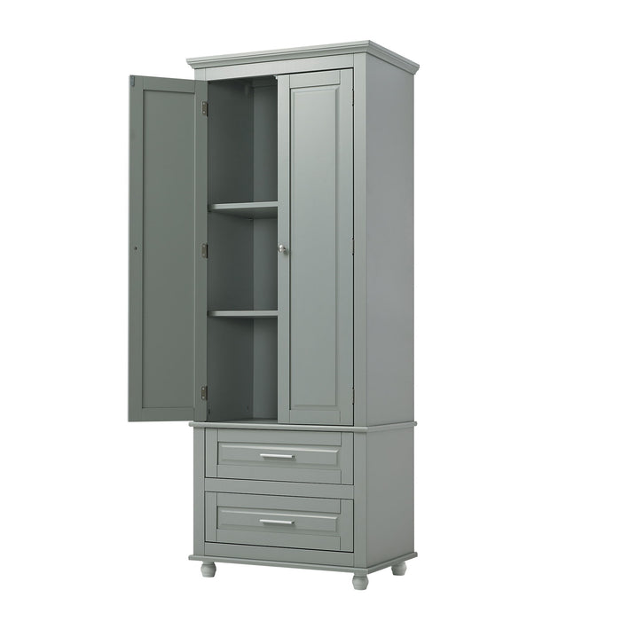 Tall Storage Cabinet With 2 Drawers For Bathroom