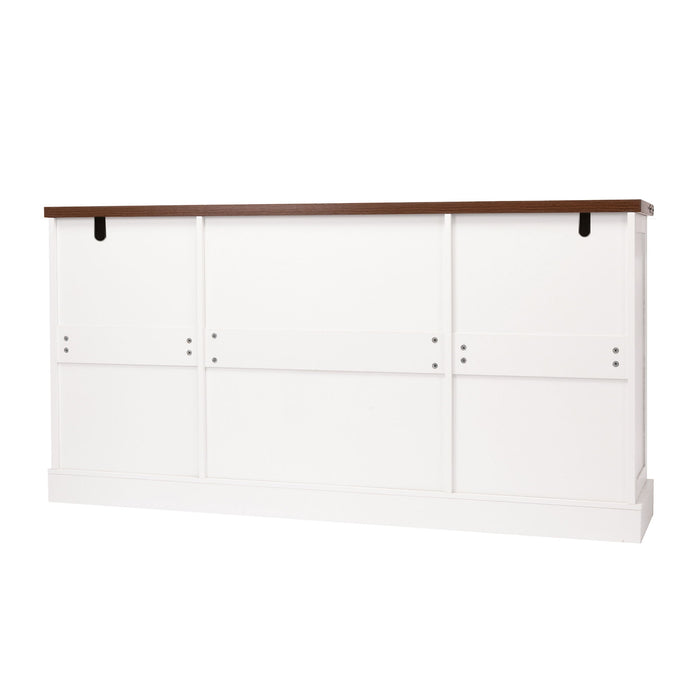 Barn Door Storage Cabinet With 2 Drawers & Door Rack, Adjustable Shelves