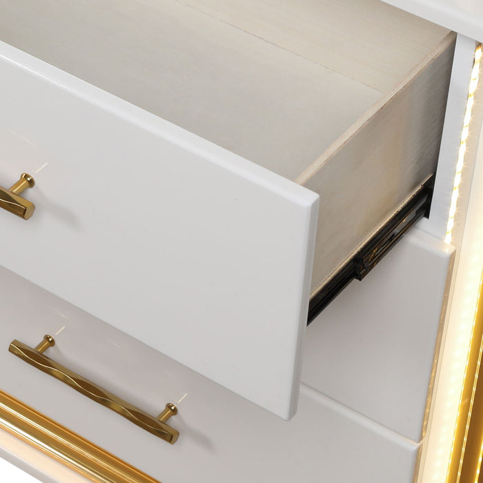 Obsession - 6 Drawer LED Dresser - White