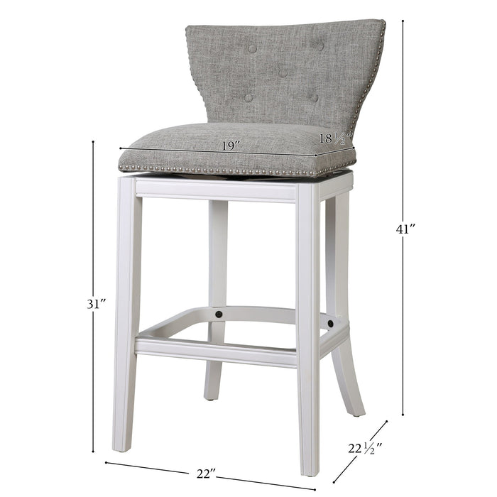 Upholstered Swivel Stool With Back