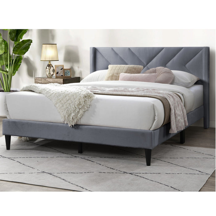 Elegant Bed With Upholstered Headboard, Platform Base