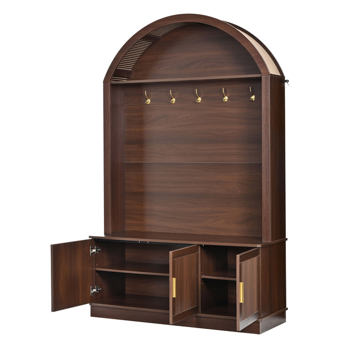 Arched Top Hall Tree With 5 Hooks