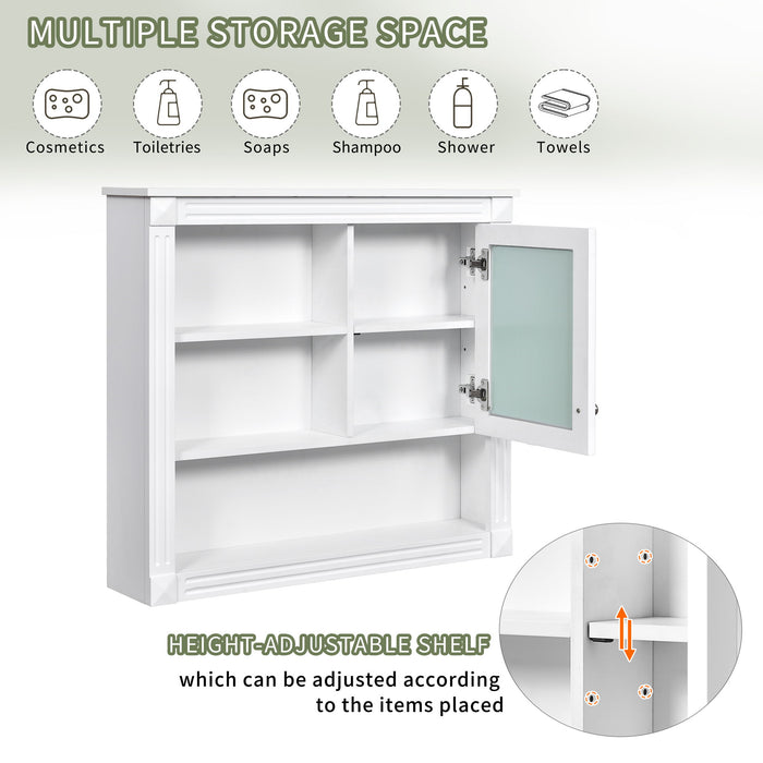 Wall-Mounted Bathroom Cabinet With Mirror And Adjustable Shelves
