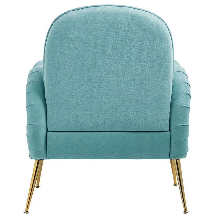 Modern Accent Chair With Metal Legs, Snowflake Fabric Armchair