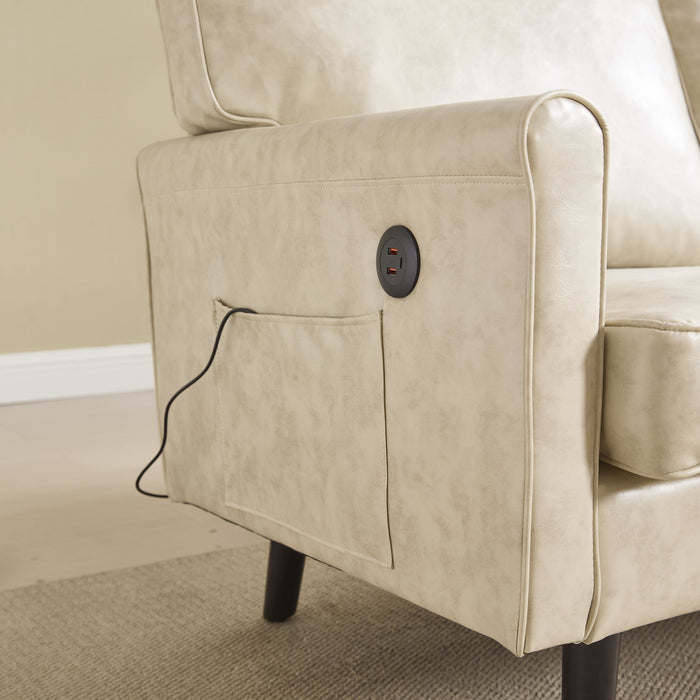 Mid Century Modern Loveseat Sofa With USB Ports, Removable Pillow Cover