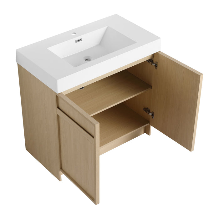 Freestanding Bathroom Vanity With Resin Sink & Soft Close Cabinet Doors