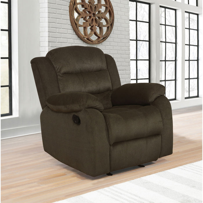 Cadenza - Upholstered Padded Arm Glider Recliner - Brown