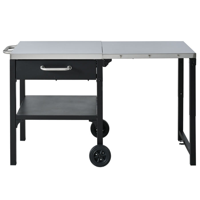 Foldable Outdoor Kitchen Cart With Storage For Patio
