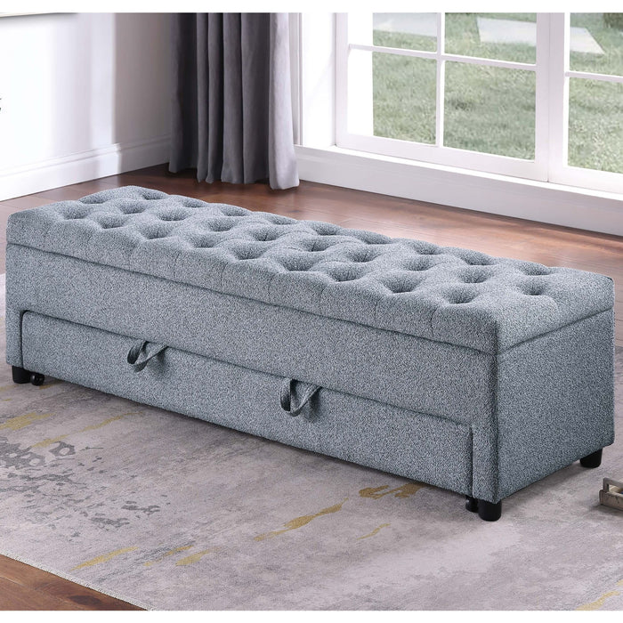 Storage Ottoman With Tufted Seat And Underseat Drawer