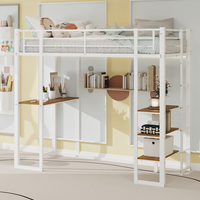 Bunk Bed With L-Shaped Desk And Dual Side Stairs