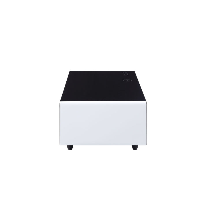 Modern Smart Coffee Table With Built-In Fridge, tooth Speaker, Wireless Charging Module, Touch Control Panel, Power Socket, USB Interface, Outlet Protection, Atmosphere Light