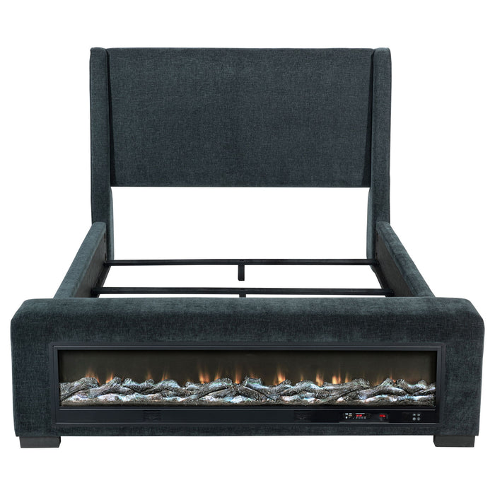 Sebastian - Upholstered Bed With Built-In Flame Visualizer And Bluetooth Speaker