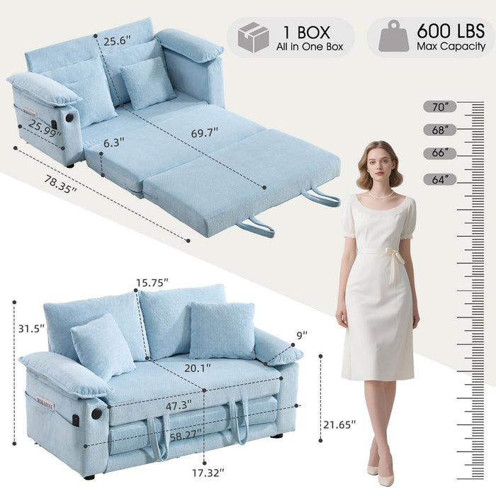 Upholstered Futon Convertible Floor Sofa Bed