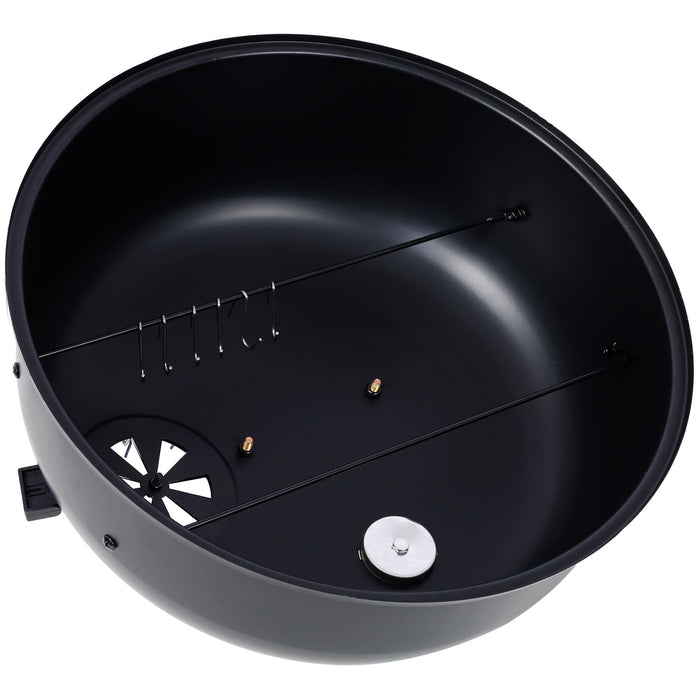 Portable Charcoal Smoker Grill For Outdoor Cooking - Black