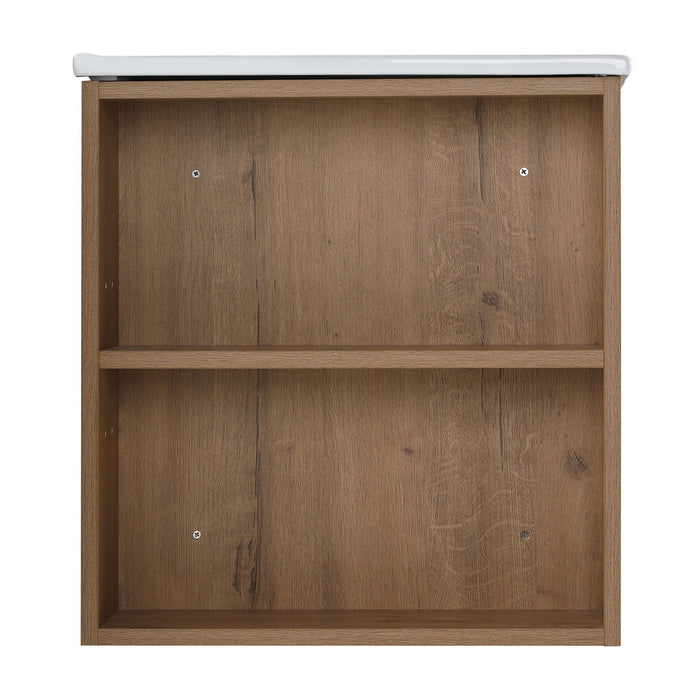 Wall Mounted Bathroom Vanity With Open Shelf, 29" Size (Vanity Only) - Imitative Oak
